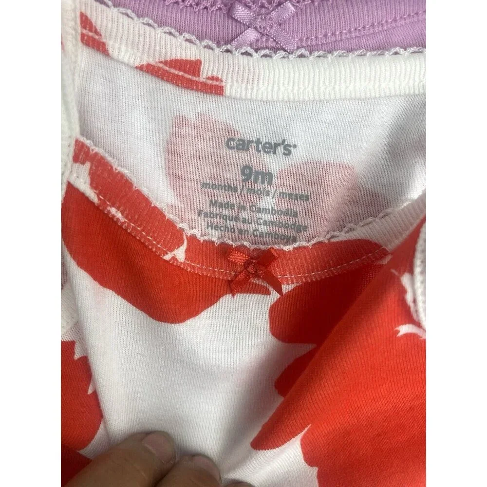 New Carter's Girls 5 Pack Floral Bodysuits 100% Cotton Size 9 Months